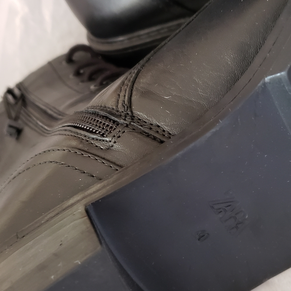ZARA Flat Leather Ankle Boots - Picture 8 of 8
